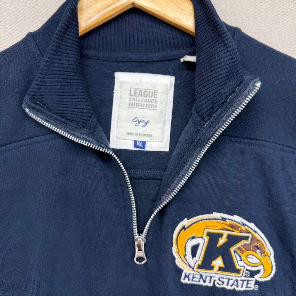 League Collegiate Outfitters Kent State Quarter Zip Navy Blue Sweatshirt Mens XL - Picture 4 of 12